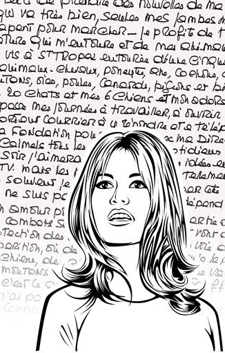 Handtasche mit Schriftstück von Brigitte Bardot