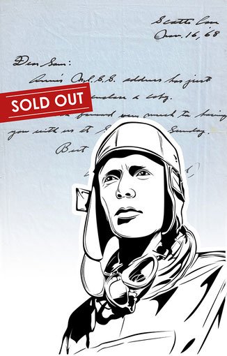 Handtasche mit Schriftstück von Charles Lindbergh