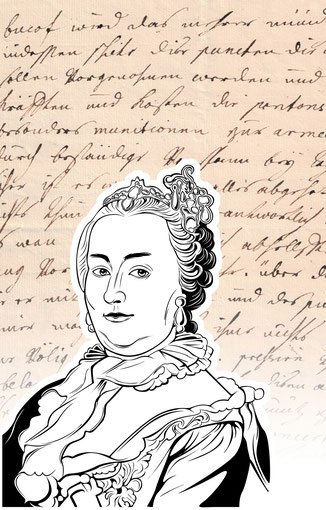 Handtasche mit Schriftstück von Kaiserin Maria Theresia