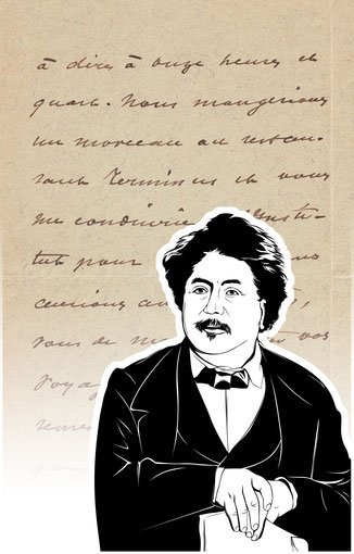 Luxury handbag with handwritten letter by Alexandre Dumas d.J.