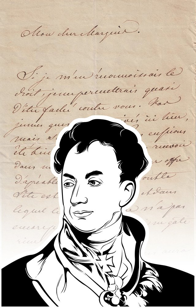 Luxury handbag with handwritten notes of Fürst Metternich 