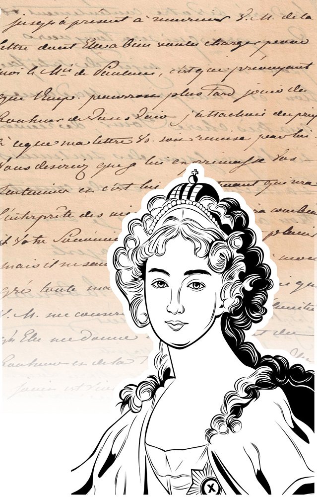 Luxus-Handtasche mit Schriftstück von Elisabeth Alexejewna 