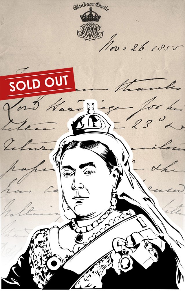 Luxury handbag with handwritten notes of Queen Victoria